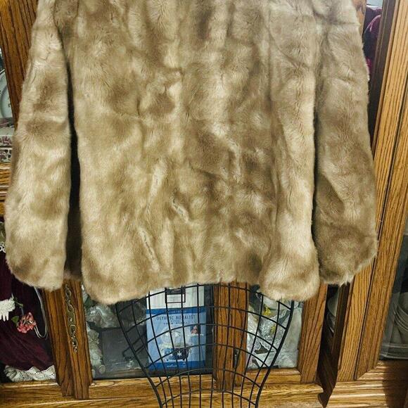 Vintage Tissavel Womens Fur Coat Brown Shawl Collar Hook Front One Size - Picture 3 of 5